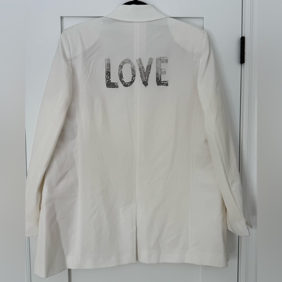 Zadig & Voltaire Viva Gradient Love Crystal Strass Blazer Ecru Size 42 NWT BNWT - Picture 10 of 11